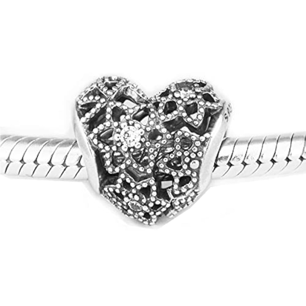 Pandora blooming heart floral beautiful heart charm great condition